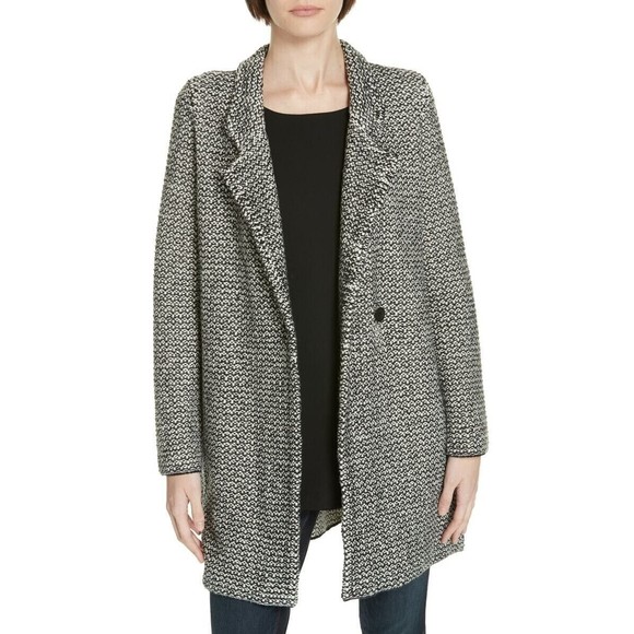 Eileen Fisher Jackets & Blazers - Eileen Fisher Cozy Textured Notch Collar Jacket Coat Black Soft XXS